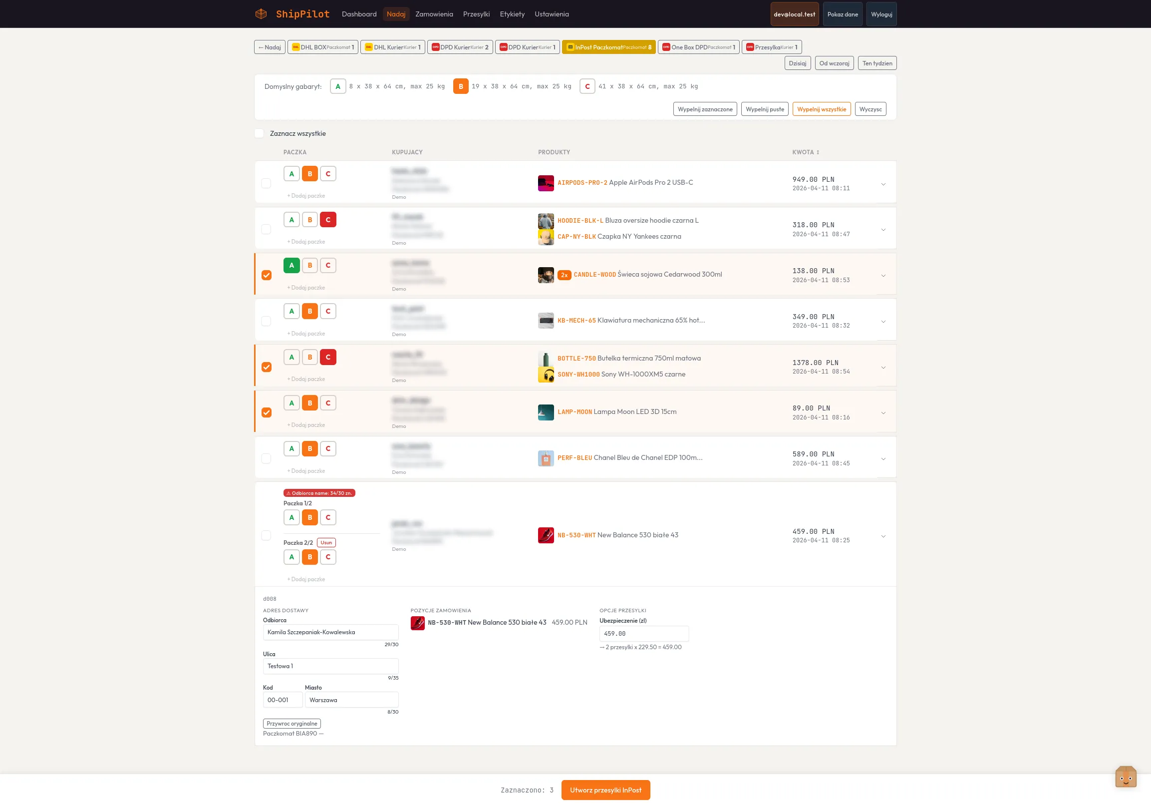 InPost order list — ShipPilot